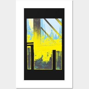 Yellow and Aqua Explosion Cityscape Posters and Art